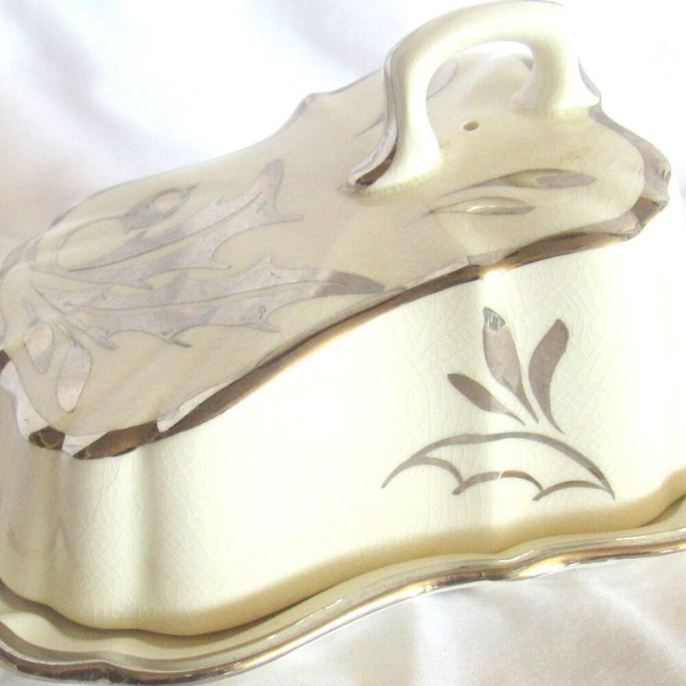 Vintage Sandland Ware Silver Lustre Covered Cheese Dish, Circa 1940's,   B780